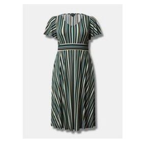 Midi Crepe Studio Knit Flutter Sleeve Dress